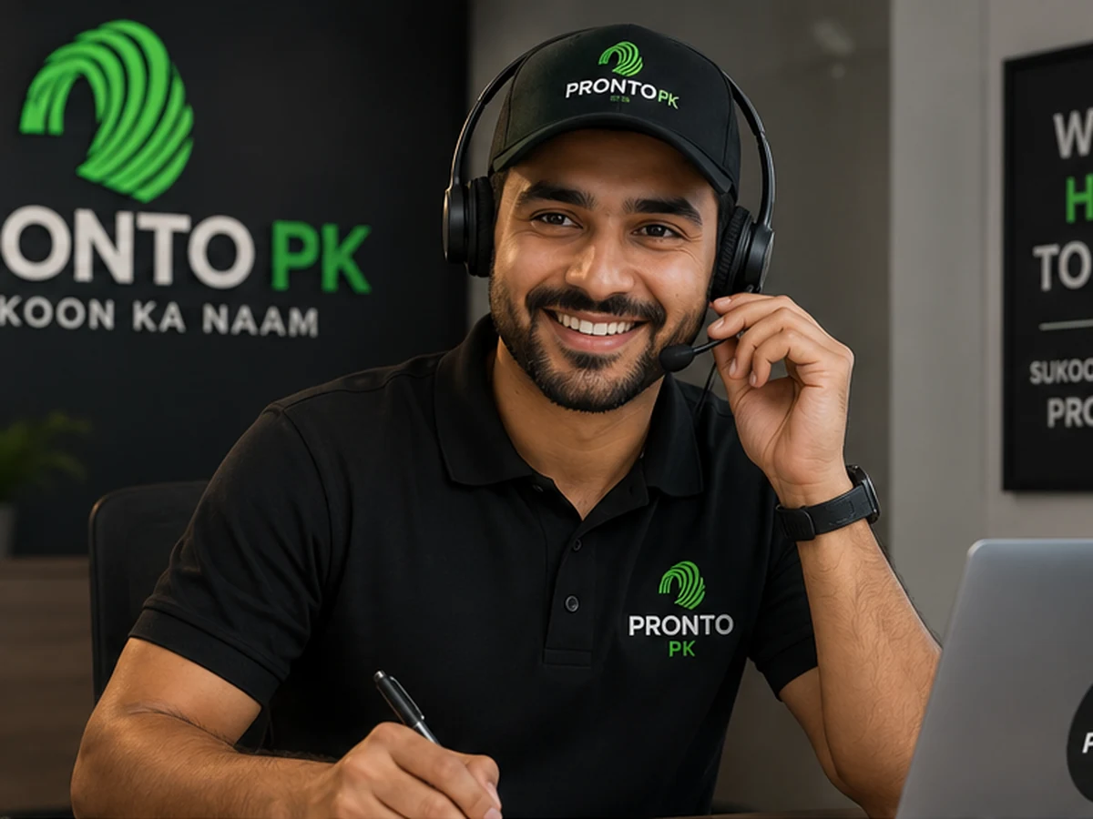 Male Pronto PK service coordinator handling a customer service request from the support desk