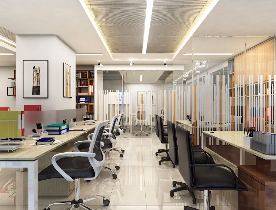 Modern office workspace representing commercial property maintenance